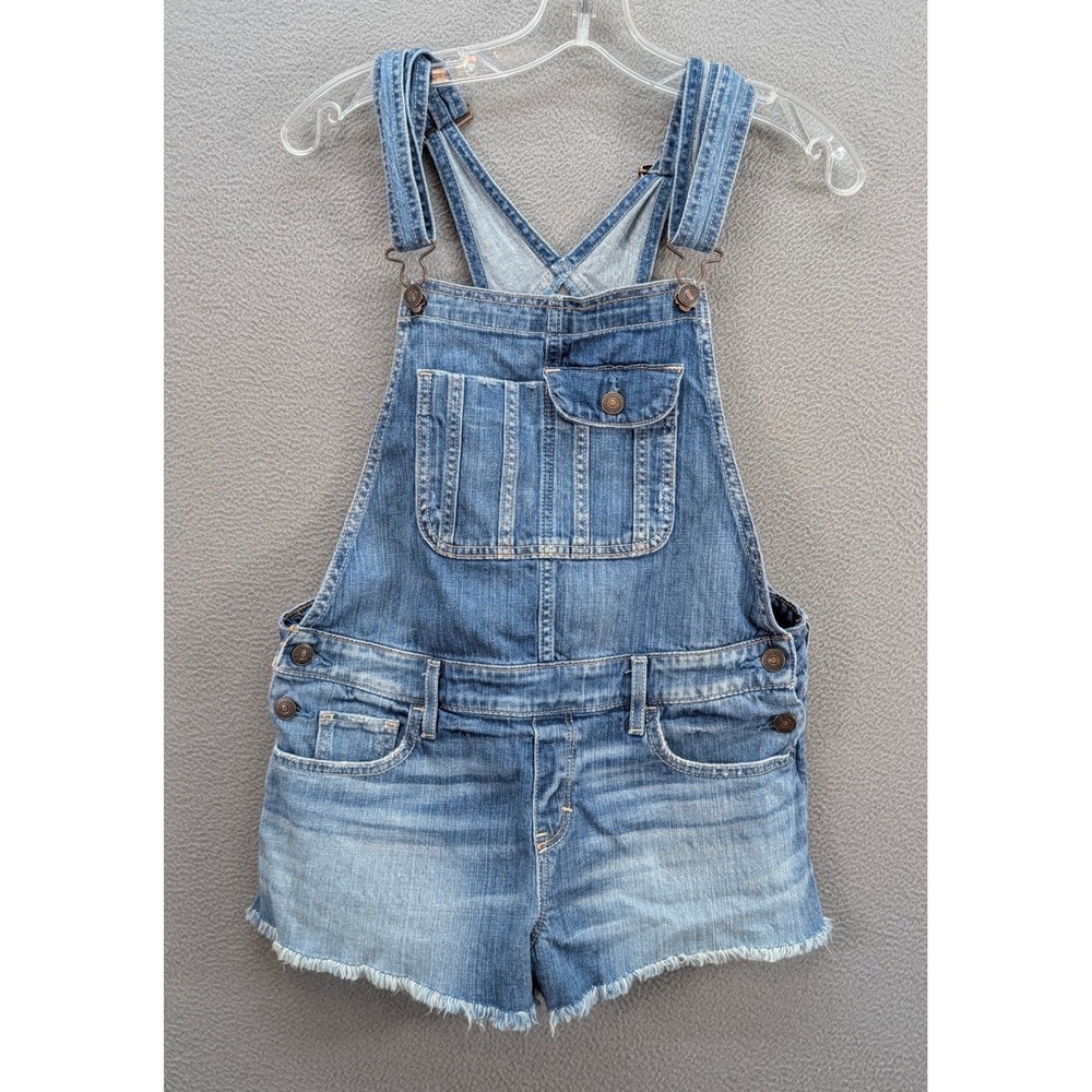 Y2K Abercrombie & Fitch Shortalls Womens Size M Raw Hem Denim Casual Distressed